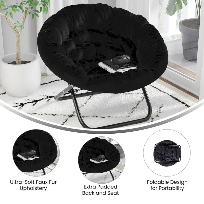 Folding XL Saucer Chair for Dorm or Bedroom-6