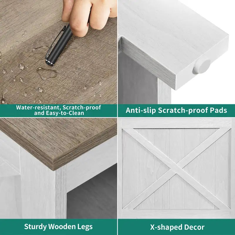 Moasis Set of 2 End Table with Charging Station Side Table with Storage, 2 Power Outlets & 2 USB Ports-7