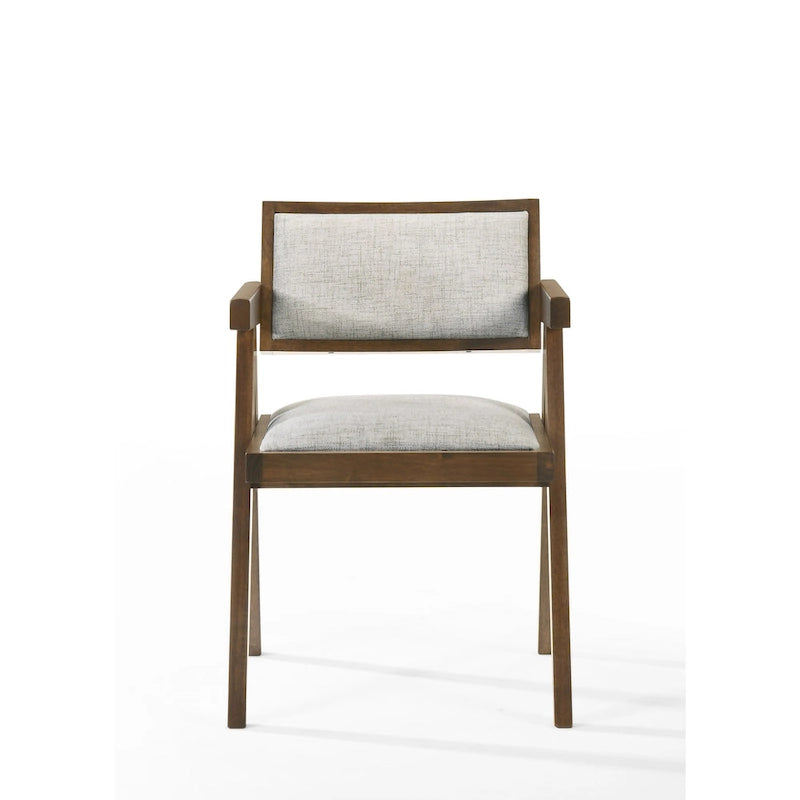 Modrest Fern Modern Walnut and Beige Dining Chair (Set of 2)-2