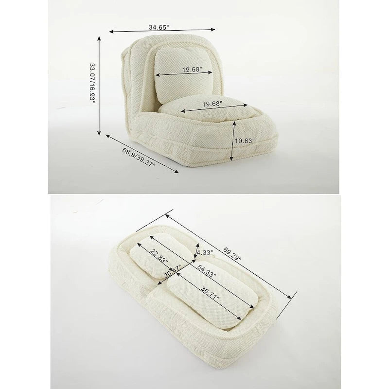 Convertible Flip Chair, Floor Lazy Sofa, Folding Upholstered Couch Bed with Adjustable Backrest-4