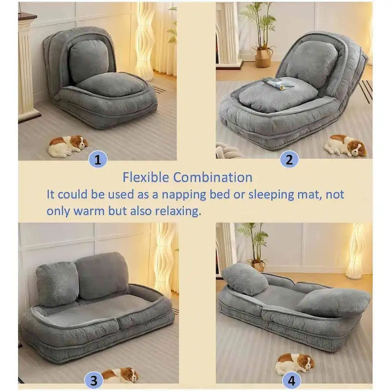 Convertible Flip Chair, Floor Lazy Sofa, Folding Upholstered Couch Bed with Adjustable Backrest-11