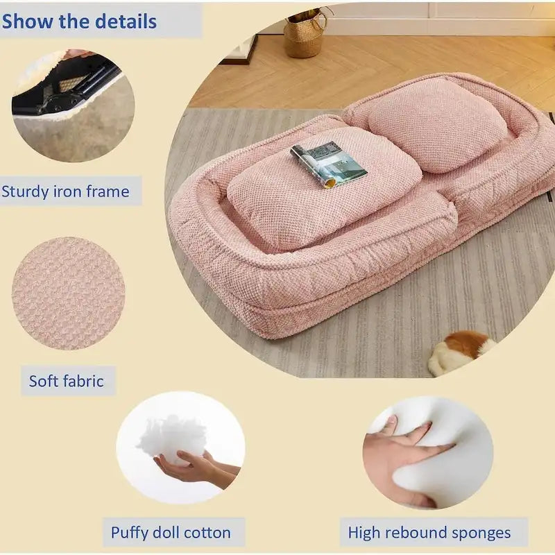 Convertible Flip Chair, Floor Lazy Sofa, Folding Upholstered Couch Bed with Adjustable Backrest-20