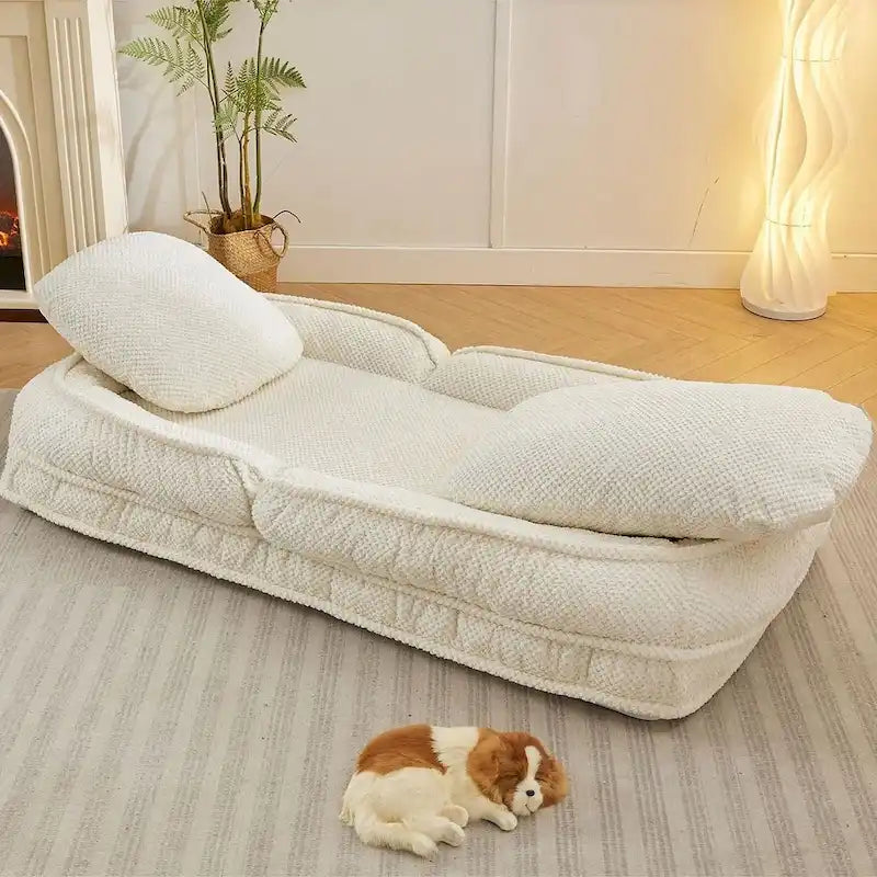 Convertible Flip Chair, Floor Lazy Sofa, Folding Upholstered Couch Bed with Adjustable Backrest-23