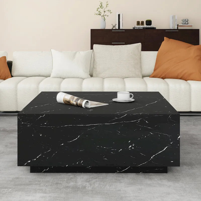 Faux Marble Square Coffee Table-7
