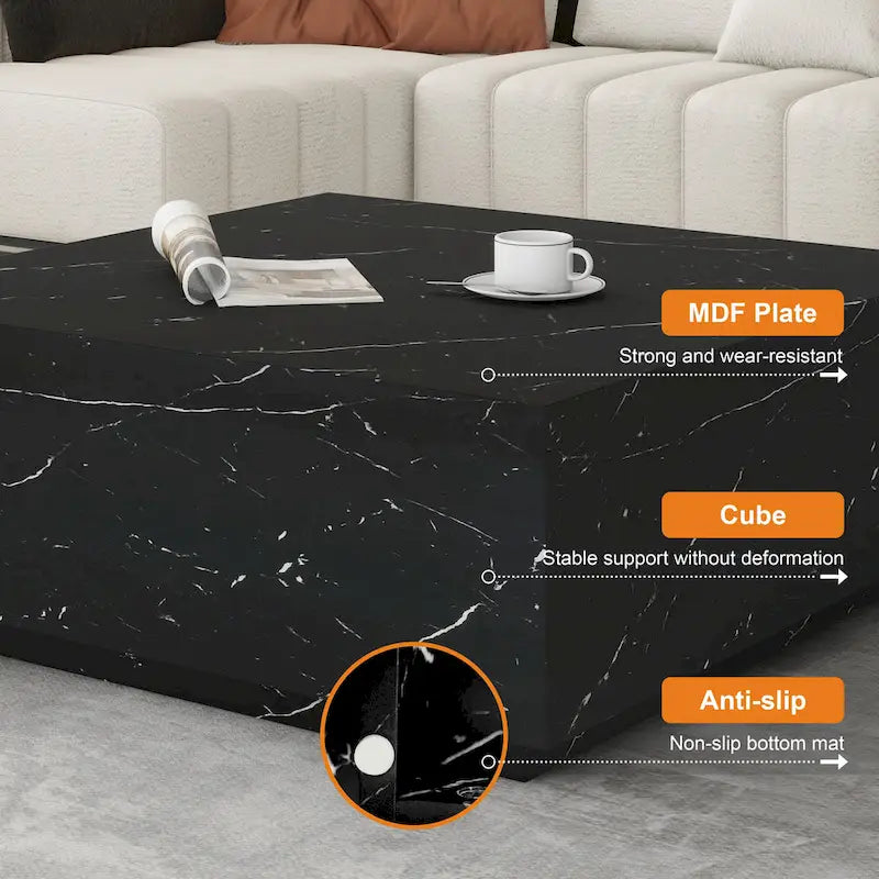 Faux Marble Square Coffee Table-8