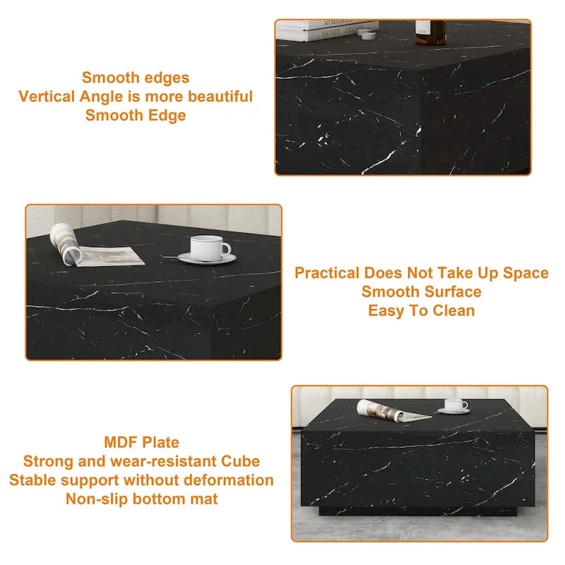 Faux Marble Square Coffee Table-9