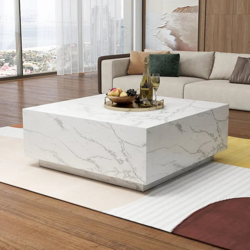 Faux Marble Square Coffee Table-11