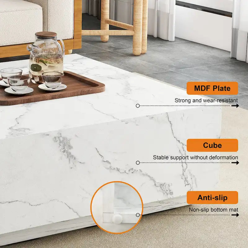 Faux Marble Square Coffee Table-14