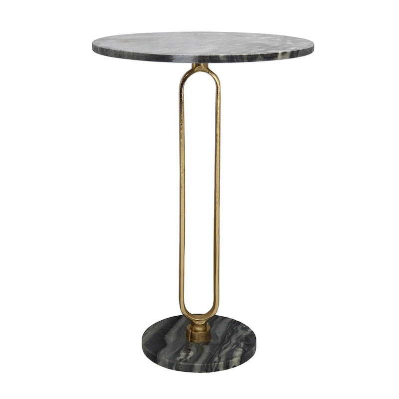 A&B Home Alexus Oval Steam Marble Table - Black/Gold-2