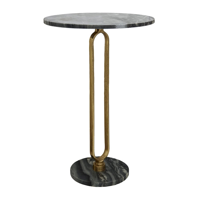 A&B Home Alexus Oval Steam Marble Table - Black/Gold-3