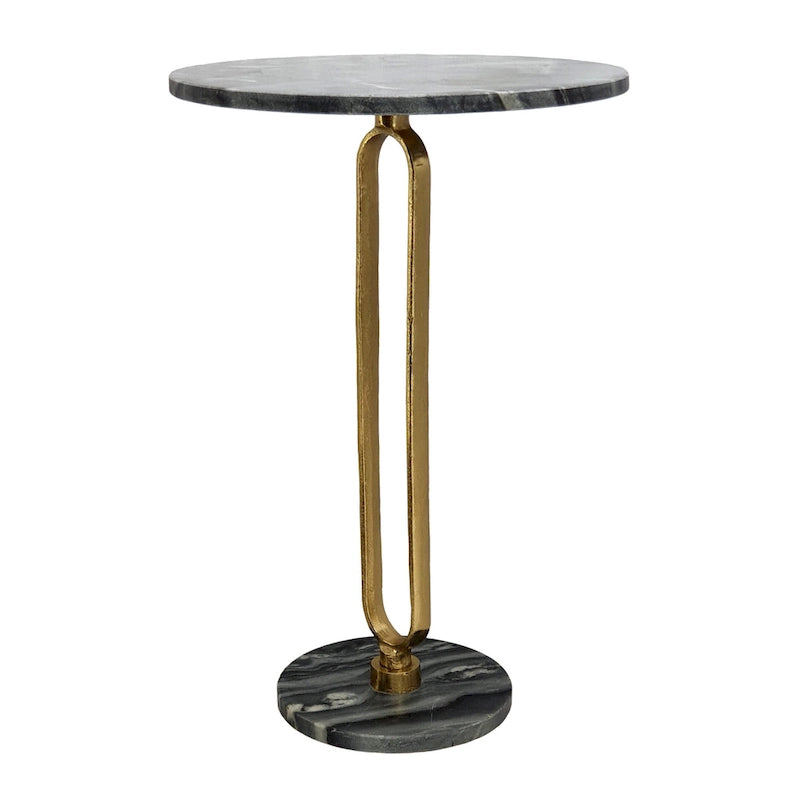 A&B Home Alexus Oval Steam Marble Table - Black/Gold-4