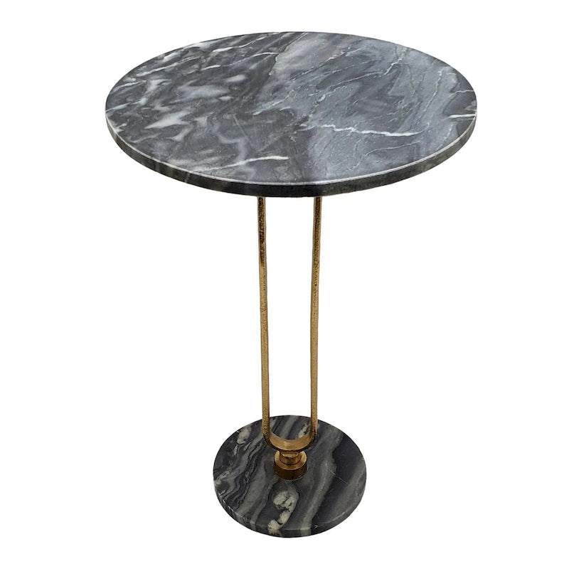 A&B Home Alexus Oval Steam Marble Table - Black/Gold-5