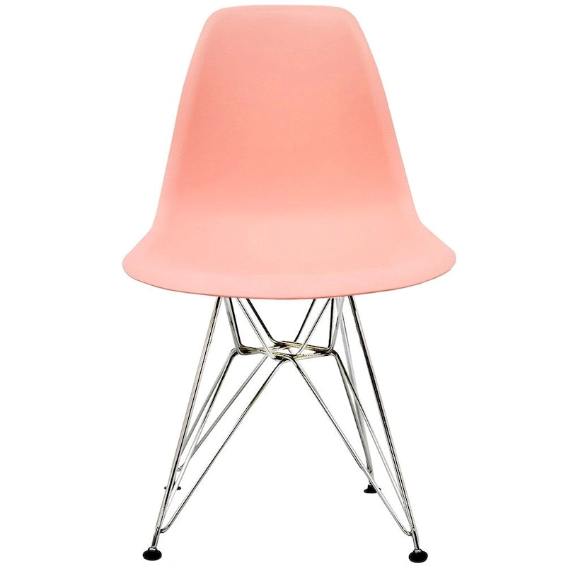 Designer Plastic Chairs Chrome Silver Wire Legs Retro Dining Accent Molded Shell Desk Office Work Chrome Base Kitchen-32