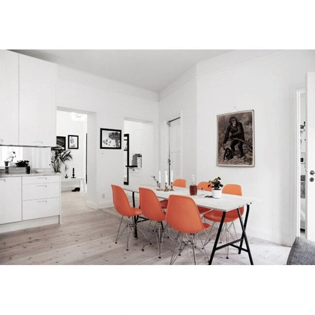 Designer Plastic Chairs Chrome Silver Wire Legs Retro Dining Accent Molded Shell Desk Office Work Chrome Base Kitchen-9