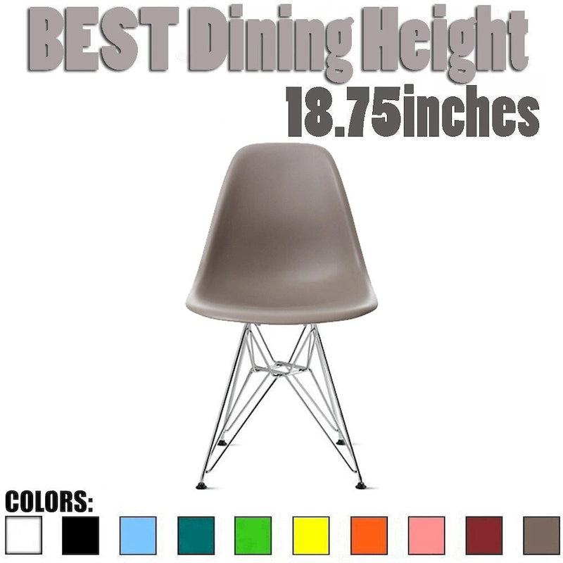 Designer Plastic Chairs Chrome Silver Wire Legs Retro Dining Accent Molded Shell Desk Office Work Chrome Base Kitchen-17