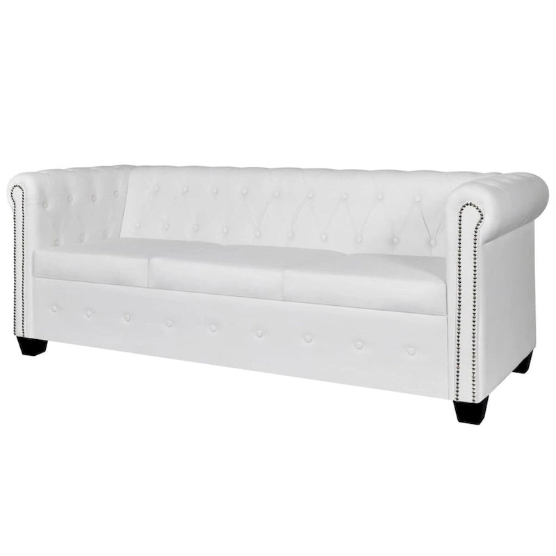 vidaXL Chesterfield 3-Seater Artificial Leather White