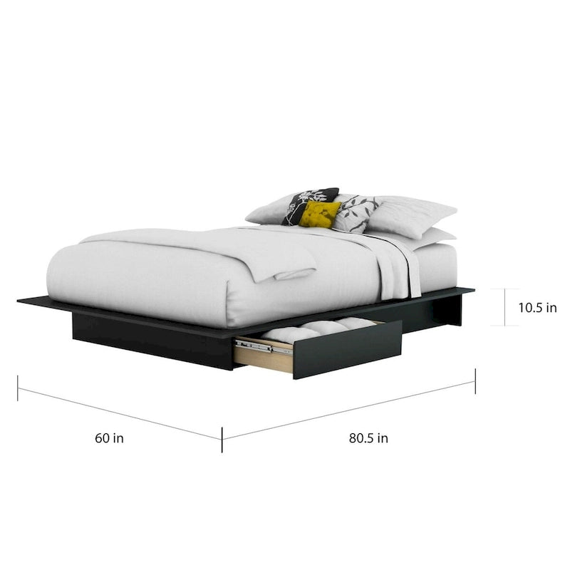 Full / Queen size Modern Platform Bed Frame with 2 Storage Drawers-3
