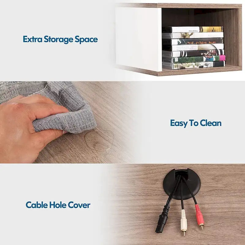 FITUEYES Floating TV Stand Wall Mounted Entertainment Center Media Console Wood Wall TV Shelf, Gray &Creamy White-4