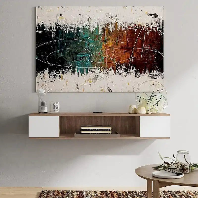 FITUEYES Floating TV Stand Wall Mounted Entertainment Center Media Console Wood Wall TV Shelf, Gray &Creamy White-13