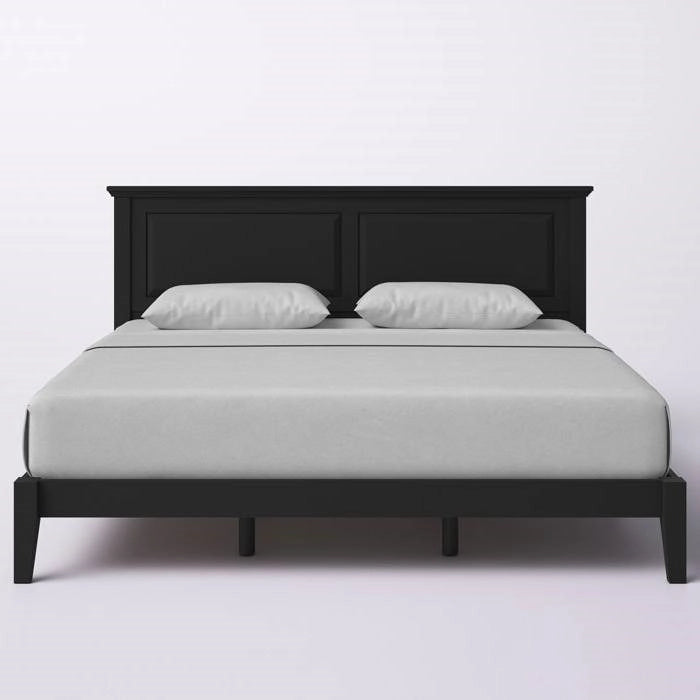 Solid Oak Platform Bed with Tapered Legs and Headboard-20