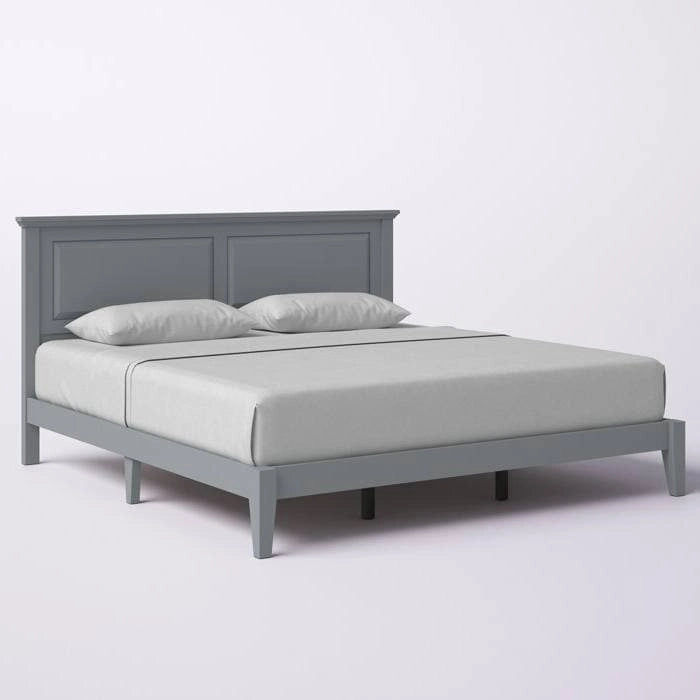Solid Oak Platform Bed with Tapered Legs and Headboard-21