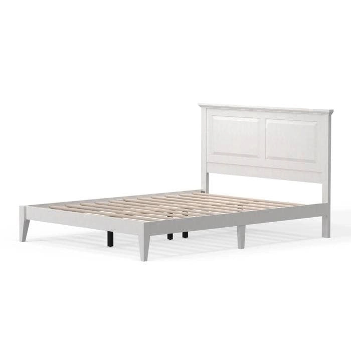 Solid Oak Platform Bed with Tapered Legs and Headboard-26