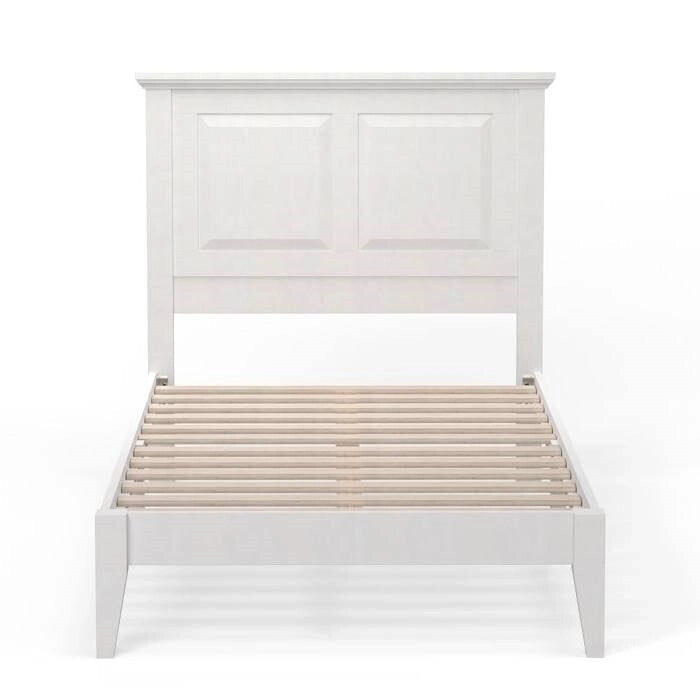 Solid Oak Platform Bed with Tapered Legs and Headboard-28