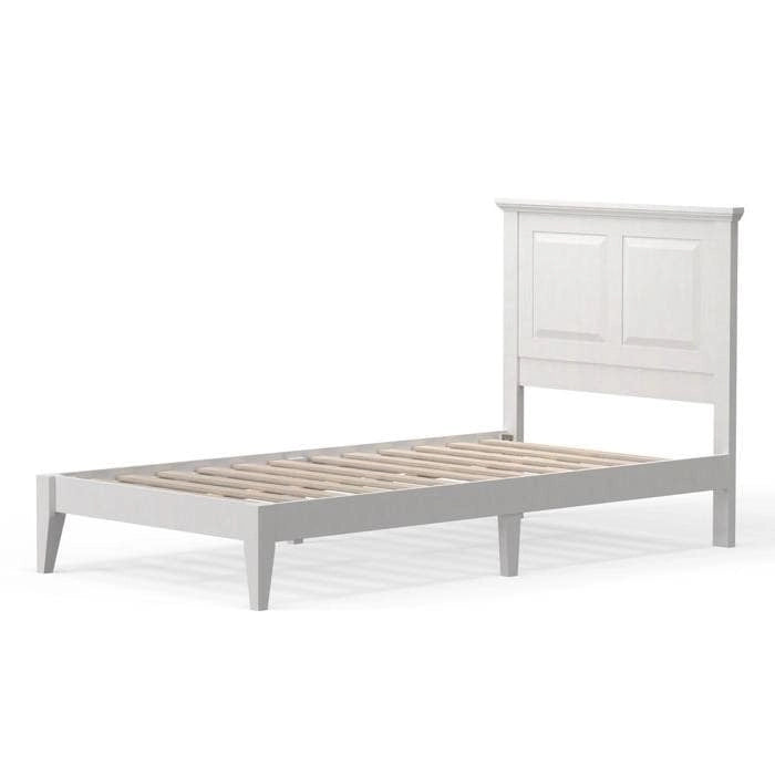 Solid Oak Platform Bed with Tapered Legs and Headboard-29