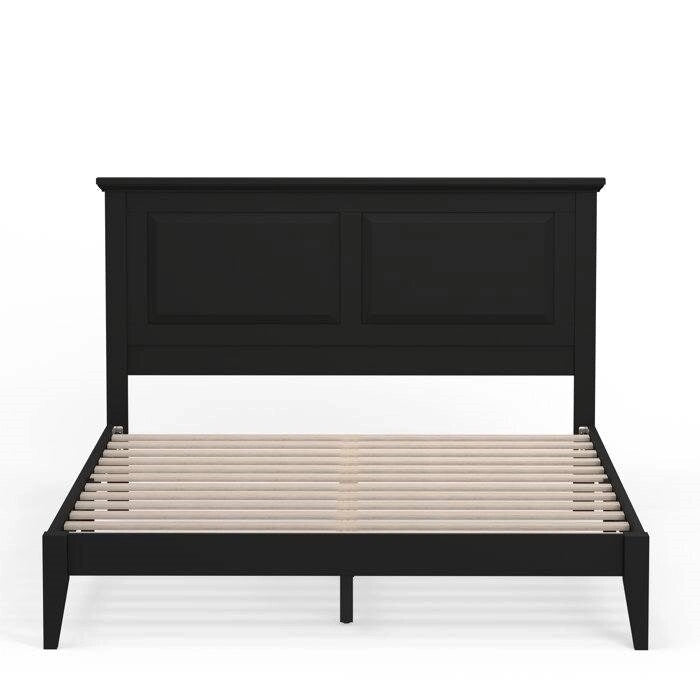 Solid Oak Platform Bed with Tapered Legs and Headboard-31