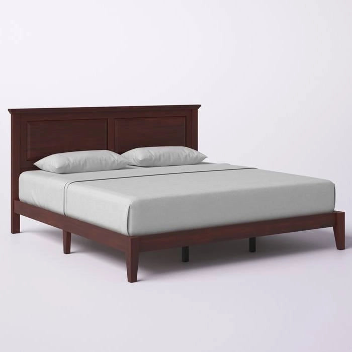 Solid Oak Platform Bed with Tapered Legs and Headboard-40