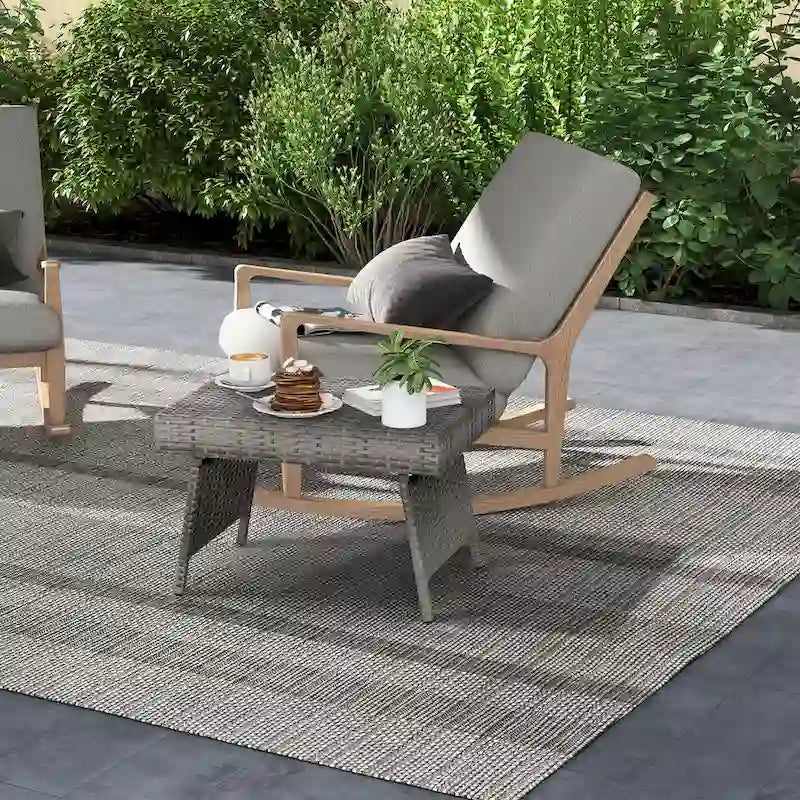Costway Patio Folding Rattan Wicker Side Table End Coffee Table - 24 x 16 x 16 (L x W x H)-4