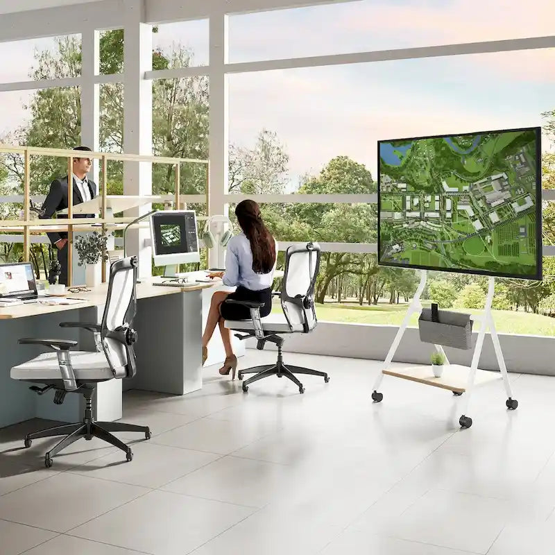 FITUEYES Mobile TV Cart for Office Classroom Rolling TV Stand with Wheels for 45-88 Inch TV-6