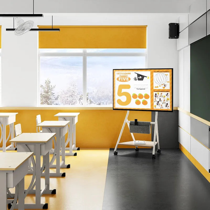 FITUEYES Mobile TV Cart for Office Classroom Rolling TV Stand with Wheels for 45-88 Inch TV-7