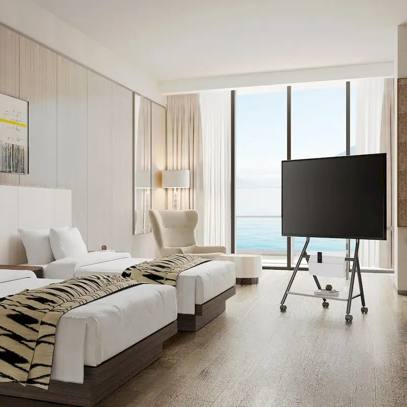 FITUEYES Mobile TV Cart for Office Classroom Rolling TV Stand with Wheels for 45-88 Inch TV-8