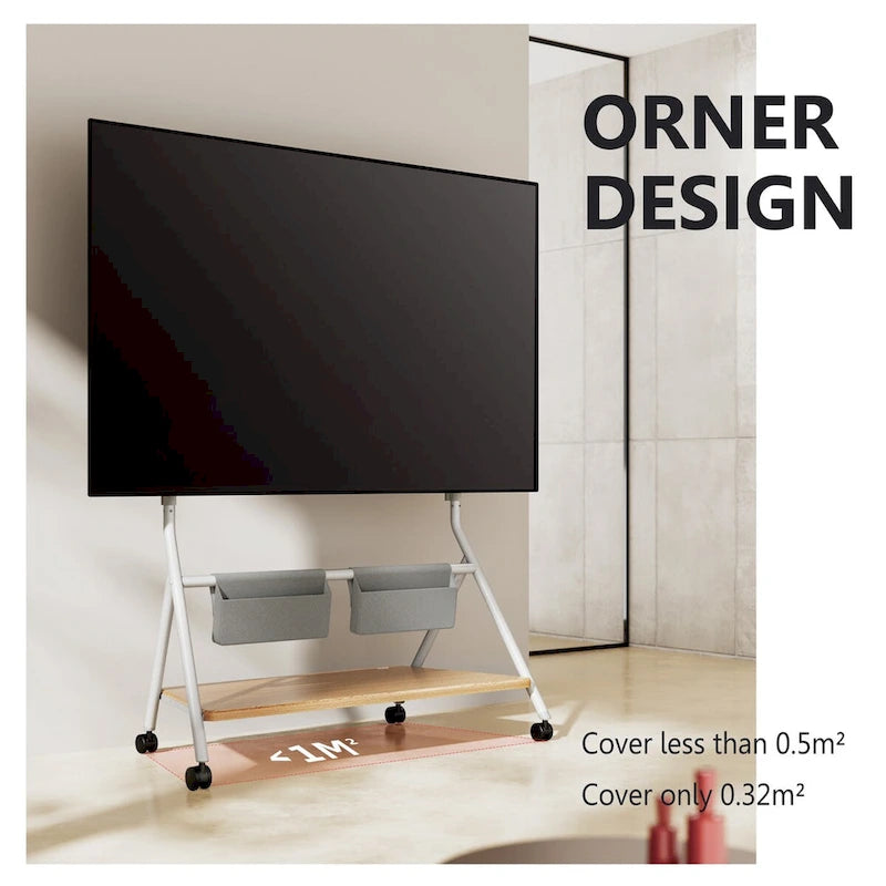 FITUEYES Mobile TV Cart for Office Classroom Rolling TV Stand with Wheels for 45-88 Inch TV-10