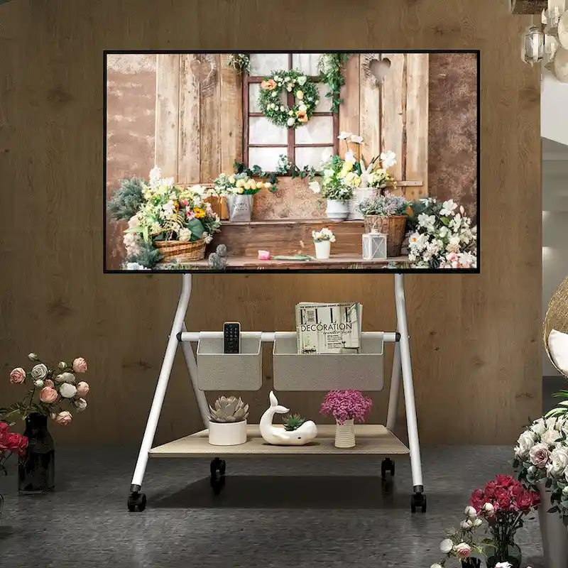 FITUEYES Mobile TV Cart for Office Classroom Rolling TV Stand with Wheels for 45-88 Inch TV-14