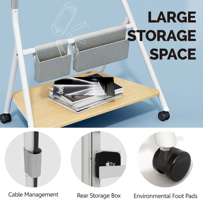 FITUEYES Mobile TV Cart for Office Classroom Rolling TV Stand with Wheels for 45-88 Inch TV-28