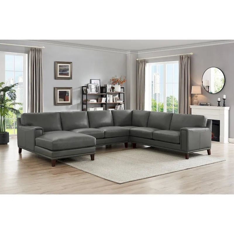 Hydeline Hayward Top Grain Leather Sectional Sofa with Chaise-21