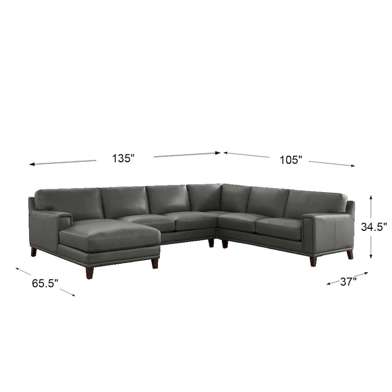 Hydeline Hayward Top Grain Leather Sectional Sofa with Chaise-9