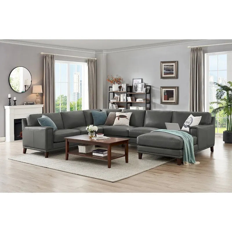 Hydeline Hayward Top Grain Leather Sectional Sofa with Chaise-17