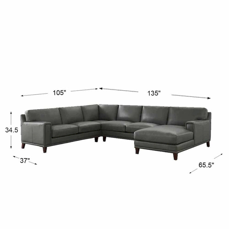 Hydeline Hayward Top Grain Leather Sectional Sofa with Chaise-20