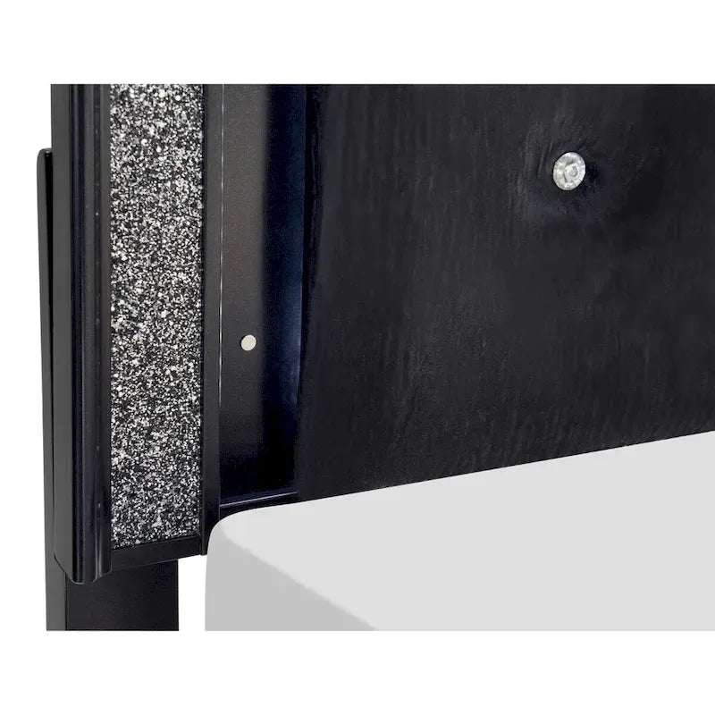 Fey Black LED Faux Leather Upholstered Tufted Bed-3