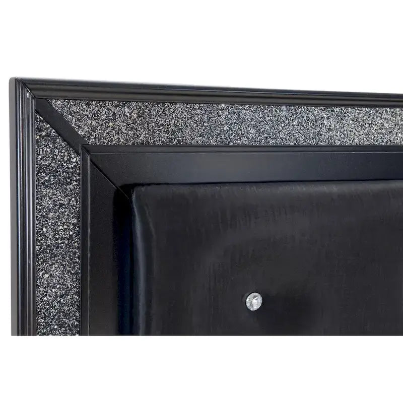 Fey Black LED Faux Leather Upholstered Tufted Bed-4