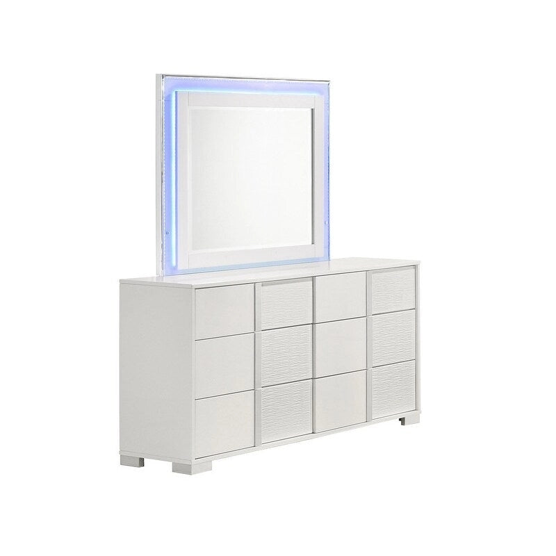 Best Quality Furniture B750 White Lacquer with LED Bedroom Set-3