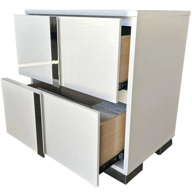 Best Quality Furniture B750 White Lacquer with LED Bedroom Set-5