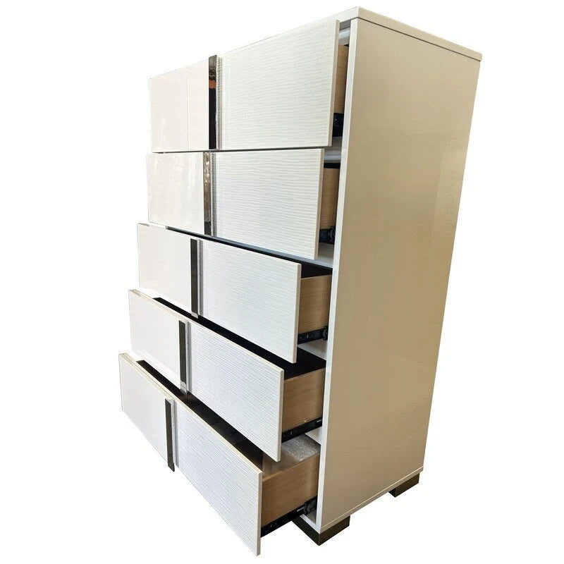 Best Quality Furniture B750 White Lacquer with LED Bedroom Set-6