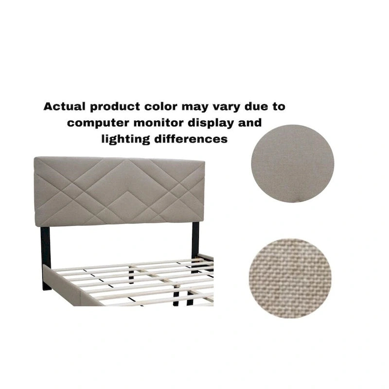 Queen Size Adjustable Upholstered Bed Frame Stain Resistant Cleans Up-3