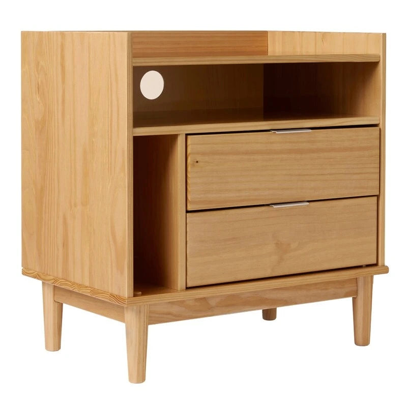 Mid-Century Modern Solid Wood 2-Drawer Gallery Nightstand-13
