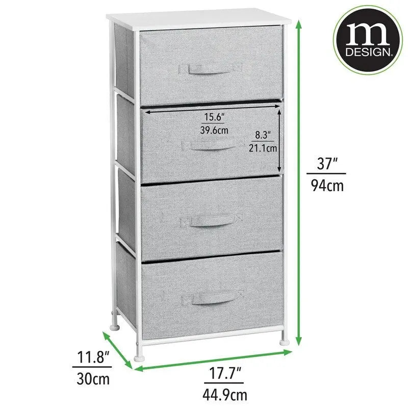 Tall Dresser Storage Tower Stand with 4 Removable Fabric Drawers-3