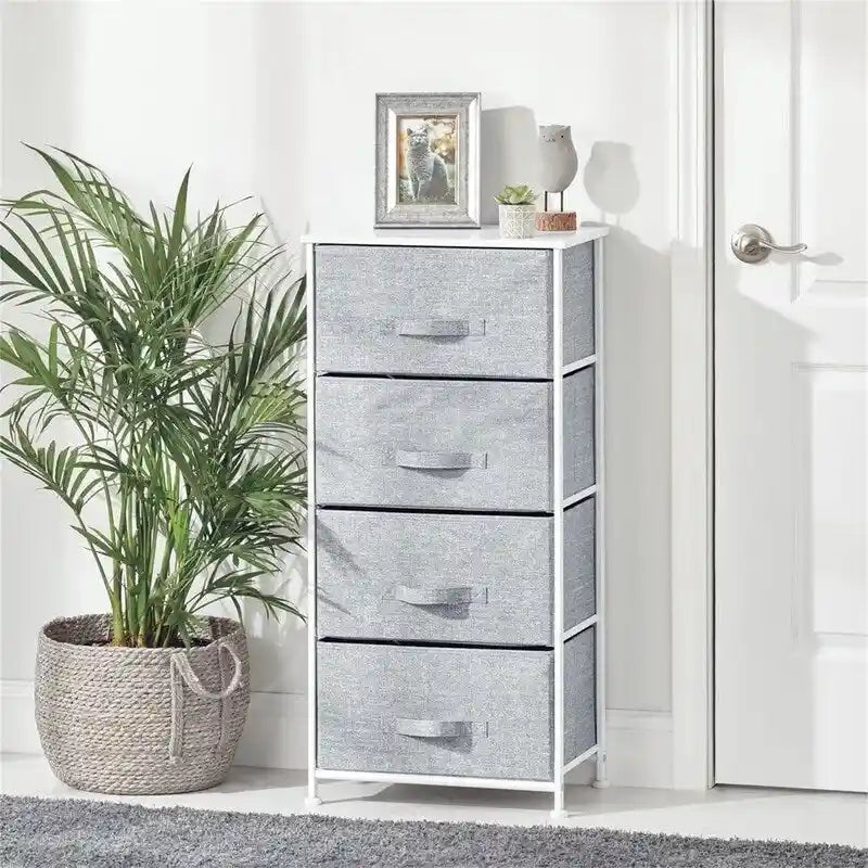 Tall Dresser Storage Tower Stand with 4 Removable Fabric Drawers-5